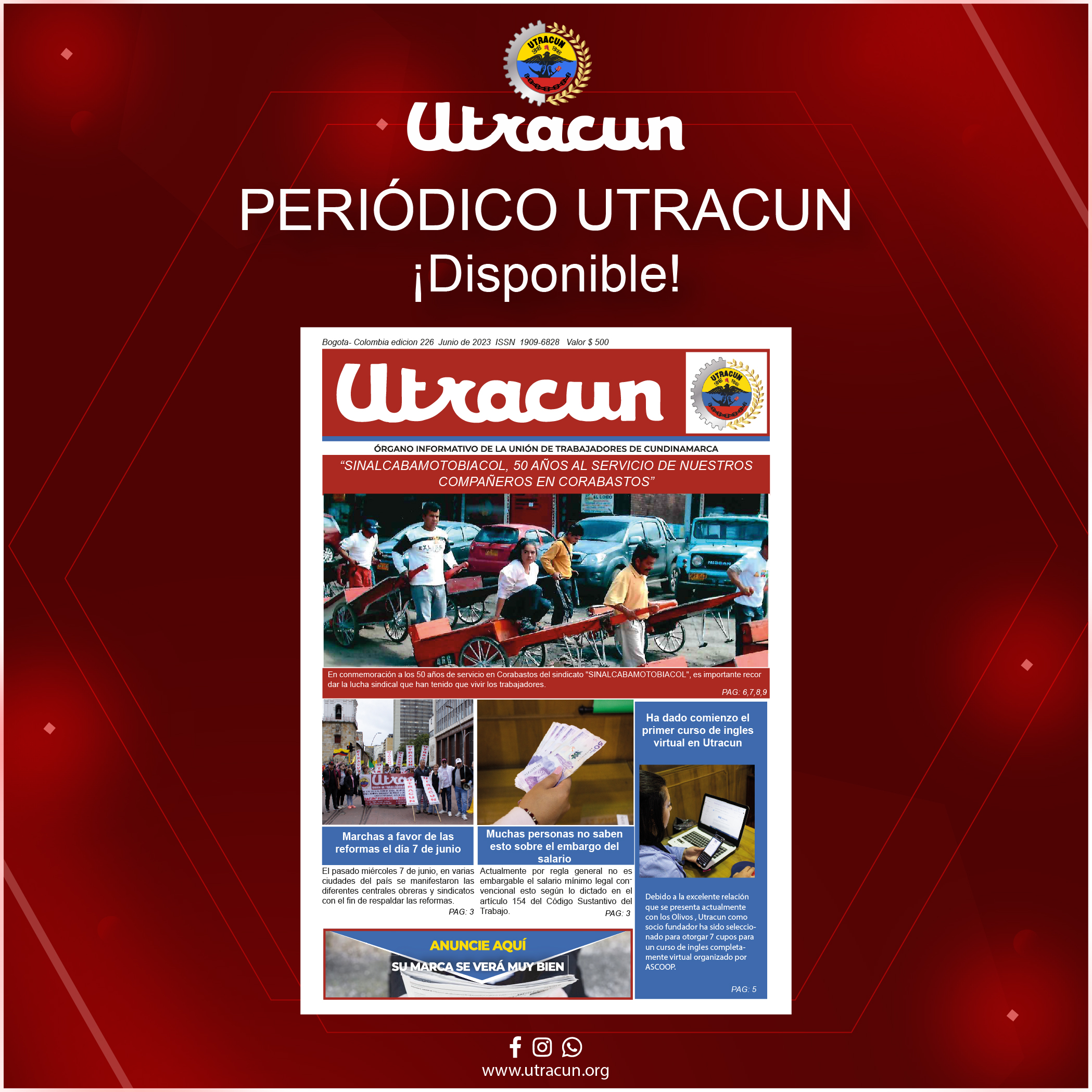 Portada de la Periódico Utracun Edición 226 de junio 2023 del Periódico UTRACUN